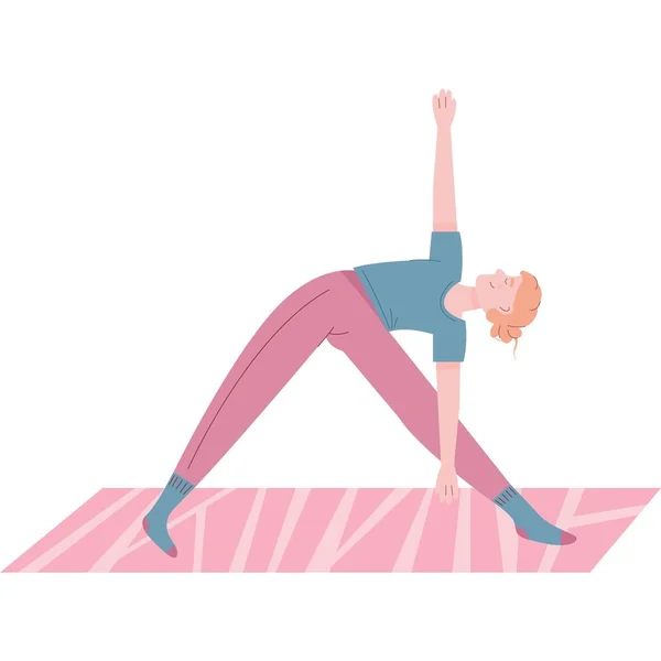 Yoga Übungsikone Vektorfrau Beim Fitnesstraining Isoliert Auf Weißem Hintergrund Körpertraining — Stockvektor