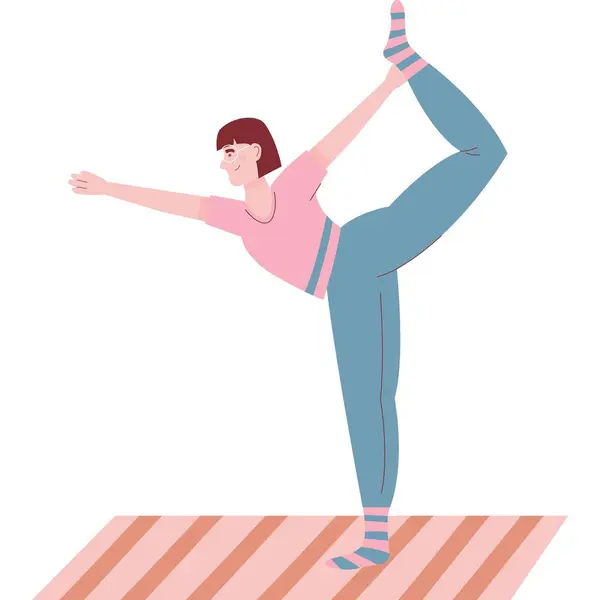 Yoga Egzersiz Ikonu Vektör Kadın Beyaz Arka Planda Izole Bir — Stok Vektör