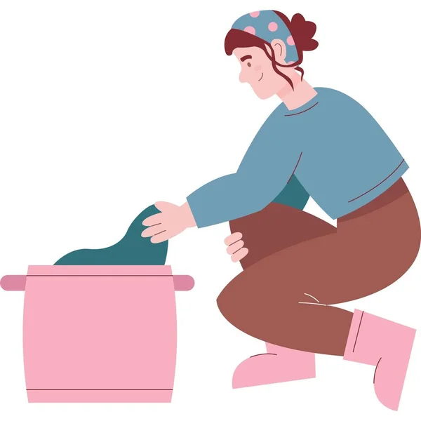 Housework Household Icon Vector Woman Cleaning Home Isolated White Background — Stock Vector
