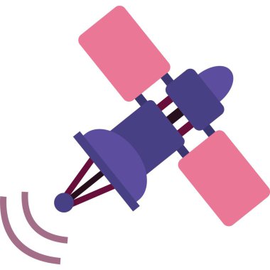 Uydu vektörü. İletişim simgesi. Yörüngedeki uzay istasyonu beyaz arkaplanda izole edildi