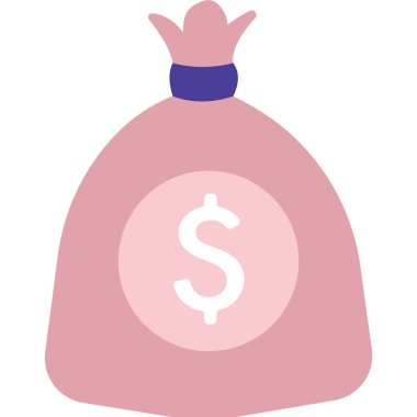 Para çantası ikonu. Dolar işaretli nakit çuval vektörü. Para çantası sembolü beyaz arkaplanda izole edilmiş. Banka ve iş konsepti