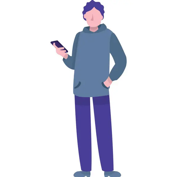 Vector Hombre Usando Icono Del Teléfono Móvil Personas Teléfonos Inteligentes — Archivo Imágenes Vectoriales
