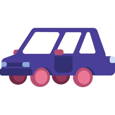 Araba yassı vektör ikonu tasarımı. Otomobil beyaz arkaplanda izole edildi. Trafik yolu ve şehir ulaşımı