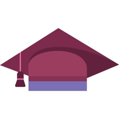 Vektör mezuniyet şapkası ikonu. Üniversite ya da üniversite öğrencisi şapkası. Akademik eğitim, beyaz arka planda izole edilmiş okul mezunu sembolü