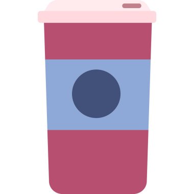 Vektör kahve fincanı ikonu. Tek kullanımlık kağıt bardak ve beyaz arka planda izole edilmiş içki. Yiyecek ve içecek konsepti