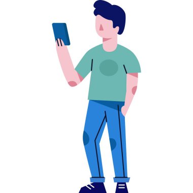 Cep telefonu cüzdanı simgesi. Vektör adam para transferi için telefon uygulaması kullanıyor. Dijital ödeme, banka kredisi, çevrimiçi alışveriş, finansal transfer