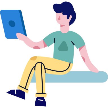 Seo optimizasyon simgesi. Taşınabilir tablet üzerinde çalışan vektör adam analisti beyaz arkaplanda izole edildi