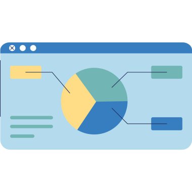 Pasta çizelgesi simgesi. Düz vektör SEO veri analizi. İş ve mali sonuç analizi. Bilgi finansmanı istatistik şeması. Denetim ve yönetim