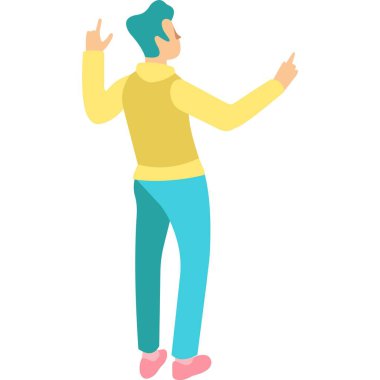 Vektör adam arka simgeden bir görüntü üzerinde çalışıyor. İş adamları ve veri araştırma kavramı