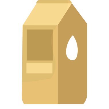 Süt paketi simgesi. Karton kutu vektör modeli. Ürün tasarımı. Gıda ve içecek kabı beyaz arka planda izole