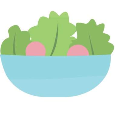 Salata vektörü. Sebze ikonlu yemek kasesi. Vejetaryen sağlıklı diyet menüsü. Vejetaryen yemeği için yemek. Aperatif beyaz arkaplanda izole edildi