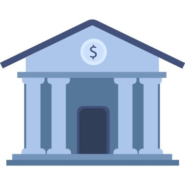 Vektör banka binası. Düz finans evi dış simgesi. Beyaz arkaplanda mali kurum sembolü izole edildi