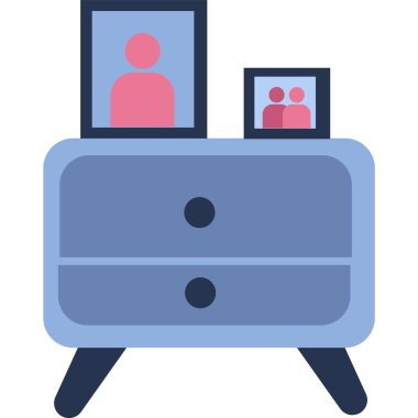 Ev başucu masa ikonu. Beyaz arkaplanda izole edilmiş fotoğraf vektörü olan çekmece sandığı