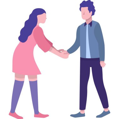 Erkek ve kadın el sıkışma vektörü. Anlaşma simgesi. İnsanlar ortak olarak el sıkışır. Ortaklık anlaşması. İş adamı ve iş kadını hoş geldiniz.