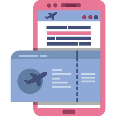 Online bilet cep telefonu servis vektör simgesi. Uçuş rezervasyonu uygulaması, akıllı telefondan seyahat kuponu almak. Seyahat emri ve rezervasyon