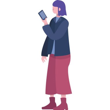 Telefon mesajı sohbet simgesi. Kadın kayıt podcast vektörü. Mesaj konuşması. Çevrimiçi iletişim için akıllı telefon kullanan insanlar beyaz arkaplanda izole edilmiş