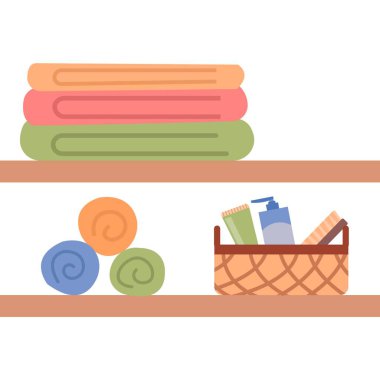 Banyo vektör simgesindeki raflar beyaz arkaplanda izole edildi