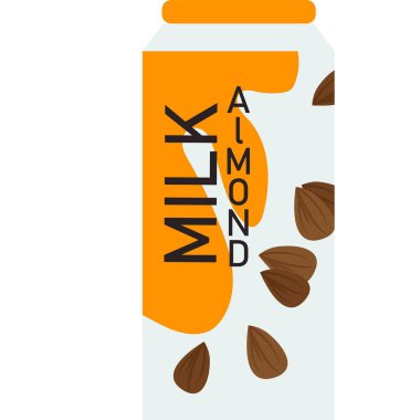 Badem süt paketi vektör simgesi beyaz arkaplanda izole edildi