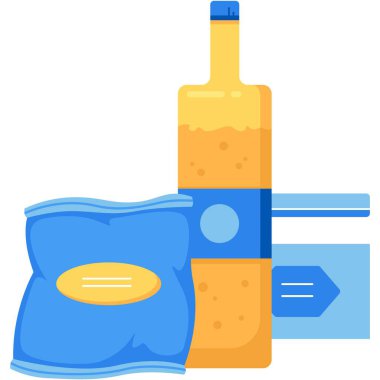 Market alışverişi ürün ikonu. Sağlıklı pazar alışverişi, şişedeki organik yağ, beyaz arka planda izole edilmiş şeker veya yulaf lapası sipariş servisi illüstrasyonu