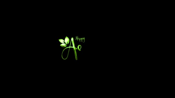 Happy Arbor Day Ručně Psaný Animovaný Text Zelené Barvě Ozdobným — Stock video