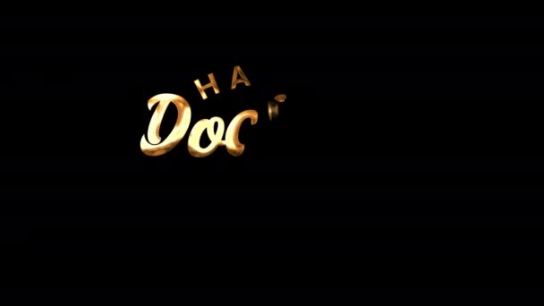 Happy Doctors Day Animovaný Text Zlaté Barvě Černém Pozadí Lettering — Stock video