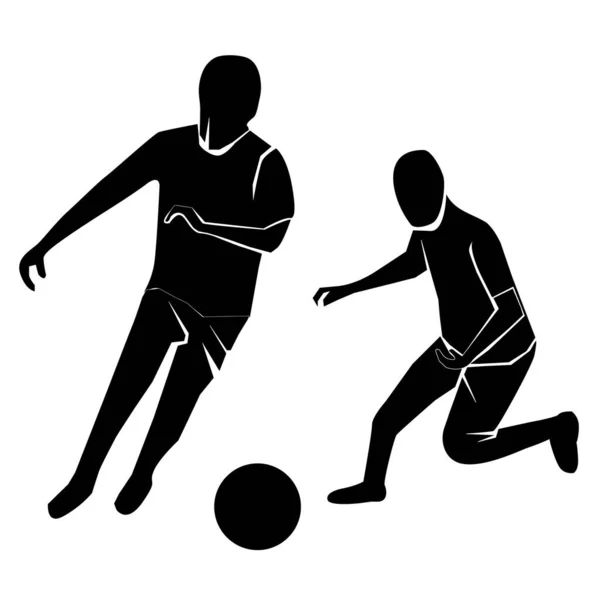 Football Players Together Field Team Work Concept Vector Illustration Stick — Stockvektor