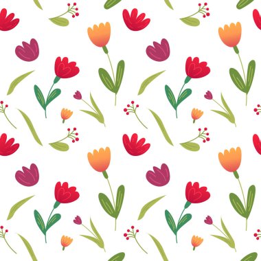 Vektör Çiçeksiz Kalıplı El Çekimi Tarzı. Yaz Çiçekleri Tekrar Arkaplanı. Botanik Kumaşı Tasarımı.