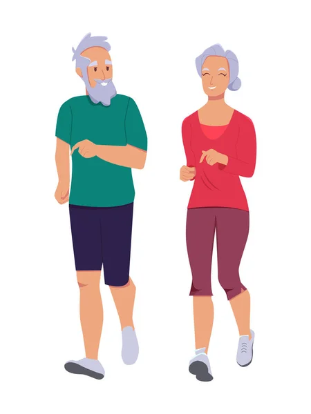 Activité Des Personnes Âgées Mode Vie Sain Les Seniors Courent — Image vectorielle