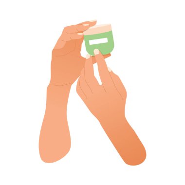 Kadın elleri bir kavanoz krema tutuyor. Yüz ve vücut bakımı için güzellik kozmetikleri. Spa bakımı. Serum, cilt bakımı, eller için jöle.