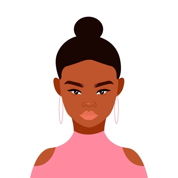 Gezicht Zwarte Vrouw Aziatisch Geïsoleerd Wit Portret Van Een Prachtig — Stockvector