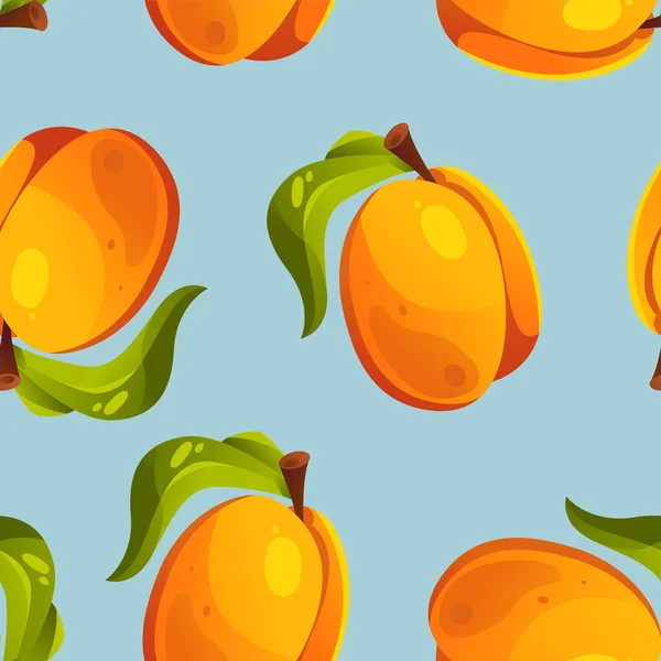 Apricot Seamless Pattern Summer Tropical Endless Background Illustration Cartoon Style — Archivo Imágenes Vectoriales