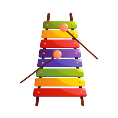 Kid Toy Xylophone isolated on white background. Vector Illustration in cartoon style.