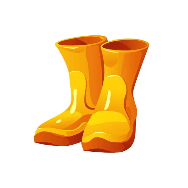 Yellow Rubber Boots Isolated Vector Illustration Cartoon Style — Stock Vector