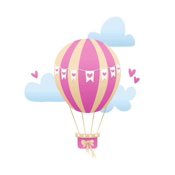 Horkovzdušný Balón Mraky Izolovanými Bílém Pozadí Dětská Párty Dětský Design — Stockový vektor