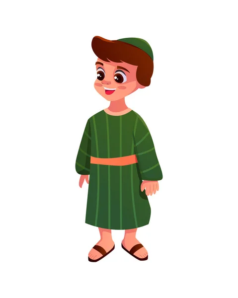 Little Jewish Boy Traditional Clothing Isolated White Background Illustration Vectorielle — Image vectorielle