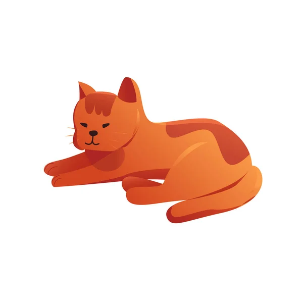 Cat Lying Floor Isolated White Background Vector Illustration Cartoon Style — Stock Vector