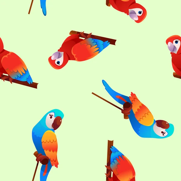 Bezproblémový Vzor Papoušky Vektorové Letní Pozadí — Stockový vektor