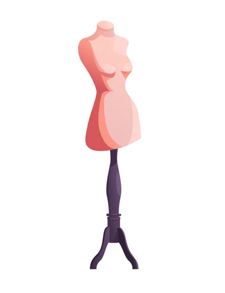 Retro Pakaian Mannequin Dress Dummy Terisolasi Alat Penjahit Ikon Vector - Stok Vektor