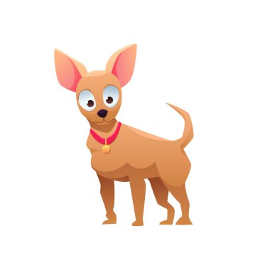 Chihuahua Köpek Cinsi. Çizgi film tarzında izole edilmiş Vektör İllüzyonu. Şirin Köpek Karakteri.