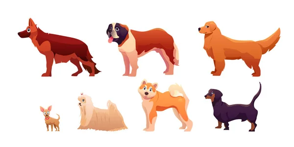 Cartoon Adorable Dogs Collection Pastore Tedesco San Bernardo Golden Retriever Illustrazioni Stock Royalty Free