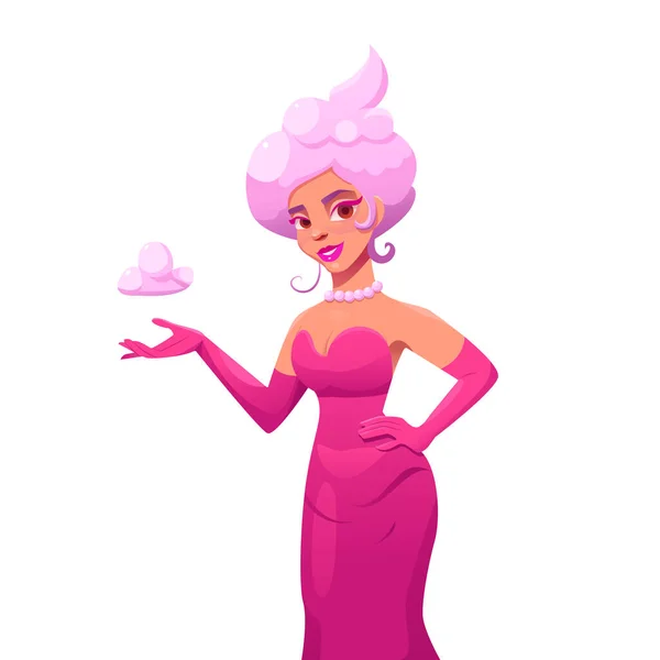 Cotton Candy Personaje Dibujos Animados Femeninos Candy Girl Aislado Blanco — Vector de stock