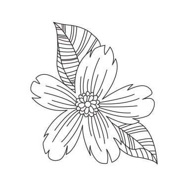 Çiçek, Her Amaç İçin Büyük Tasarım. Doodle Vektör İllüstrasyonu. Renk Sayfası, Tekstil ve Duvar Kağıdı için İlkbahar veya Yaz Bitkileri Çizimleri.