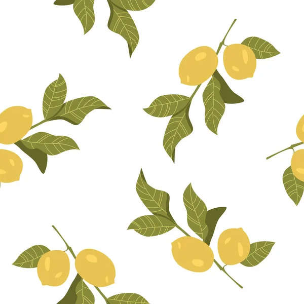 Fondo Tropical Sin Costuras Con Limones Amarillos Patrón Vectores Cítricos — Archivo Imágenes Vectoriales