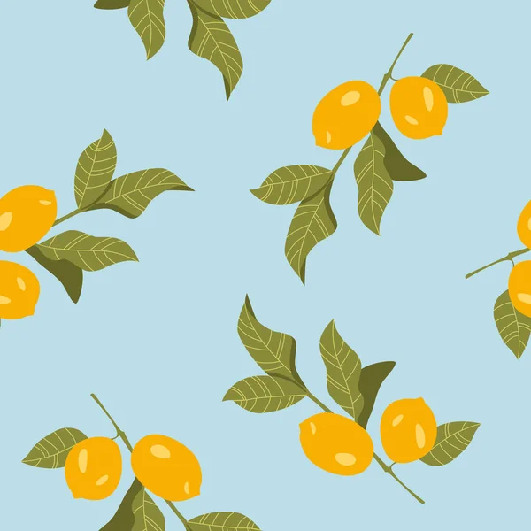 Patrón Tropical Sin Costuras Con Limones Amarillos Aislados Sobre Fondo — Archivo Imágenes Vectoriales