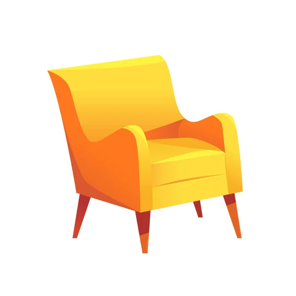 黄色の椅子が隔離された インテリアデザインの要素 リビングルーム レセプションルーム ベッドルームまたはオフィス用の家具 漫画風のかわいいベクトルイラスト — ストックベクタ