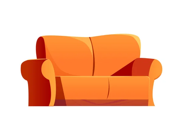 橙色长椅被隔离了室内物体 客厅或接待室的家具 卡通风格的可爱矢量图解 — 图库矢量图片