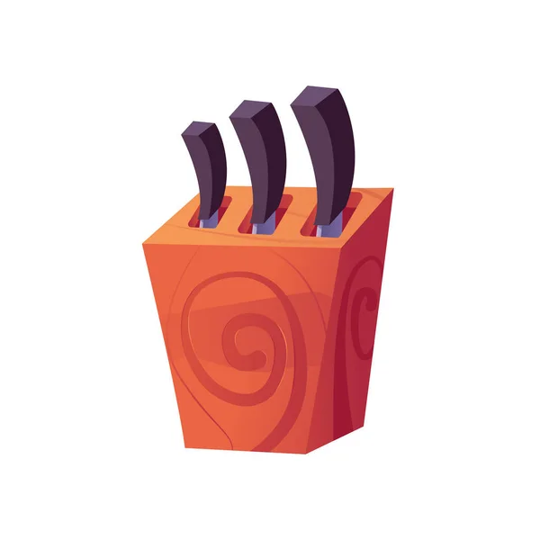 Кнухові Ножі Дерев Яній Стійці Ізольовані Кухонне Начиння Блок Ножа — стоковий вектор