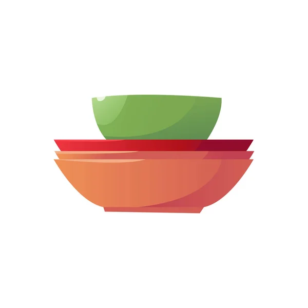 Stos Multi Kolorowe Płyty Żywności Izolowane Ikona Naczynia Kuchenne Clipart — Wektor stockowy