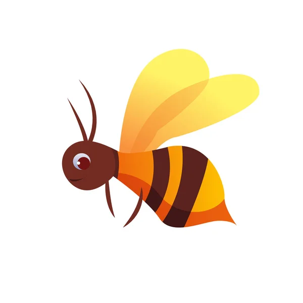Biene Isoliert Auf Weißem Hintergrund Vektorillustration Cartoon Stil — Stockvektor