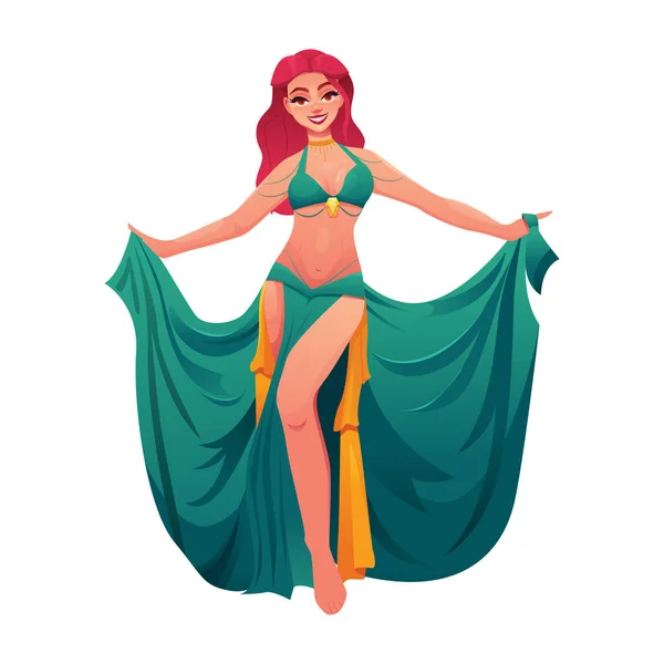 Pretty Belly Dancer Woman Traditional Costume Isolated Character Design Vector - Stok Vektor